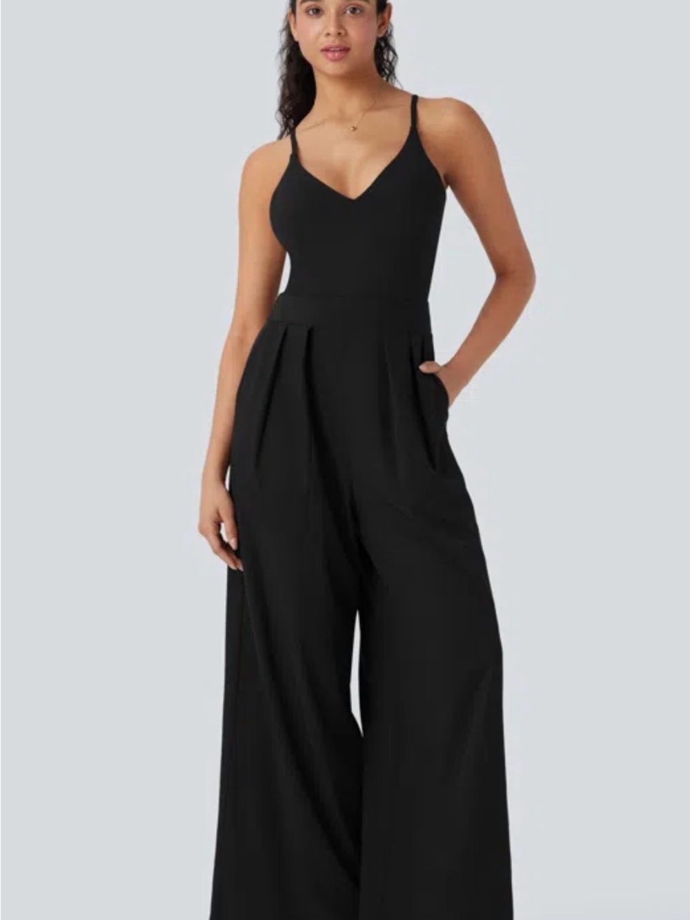 NWT Halara Breezeful Wideleg Jumpsuit Black Size Medium